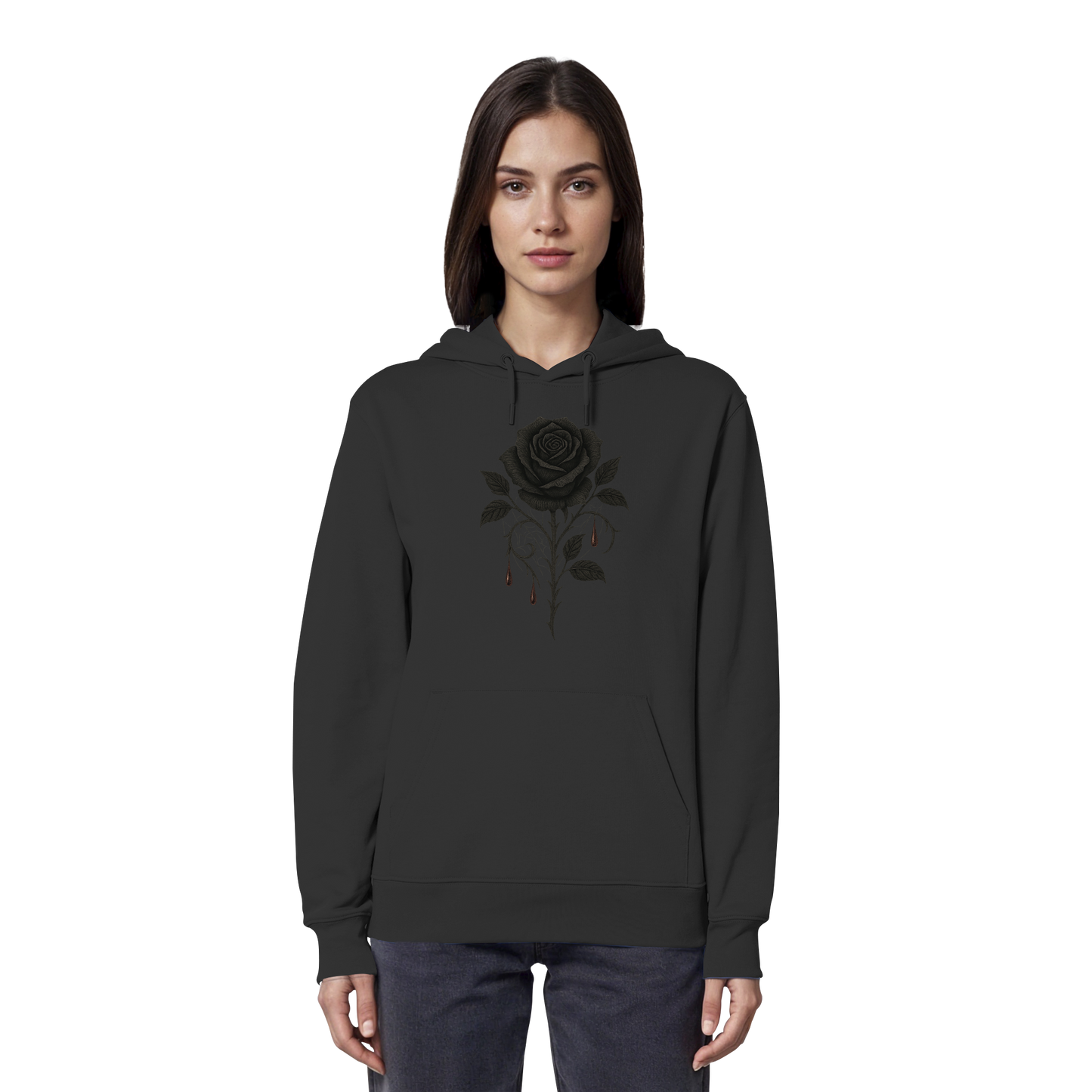 Dark Rose – Hoodie | Gothic Rose & Blood Drop Design