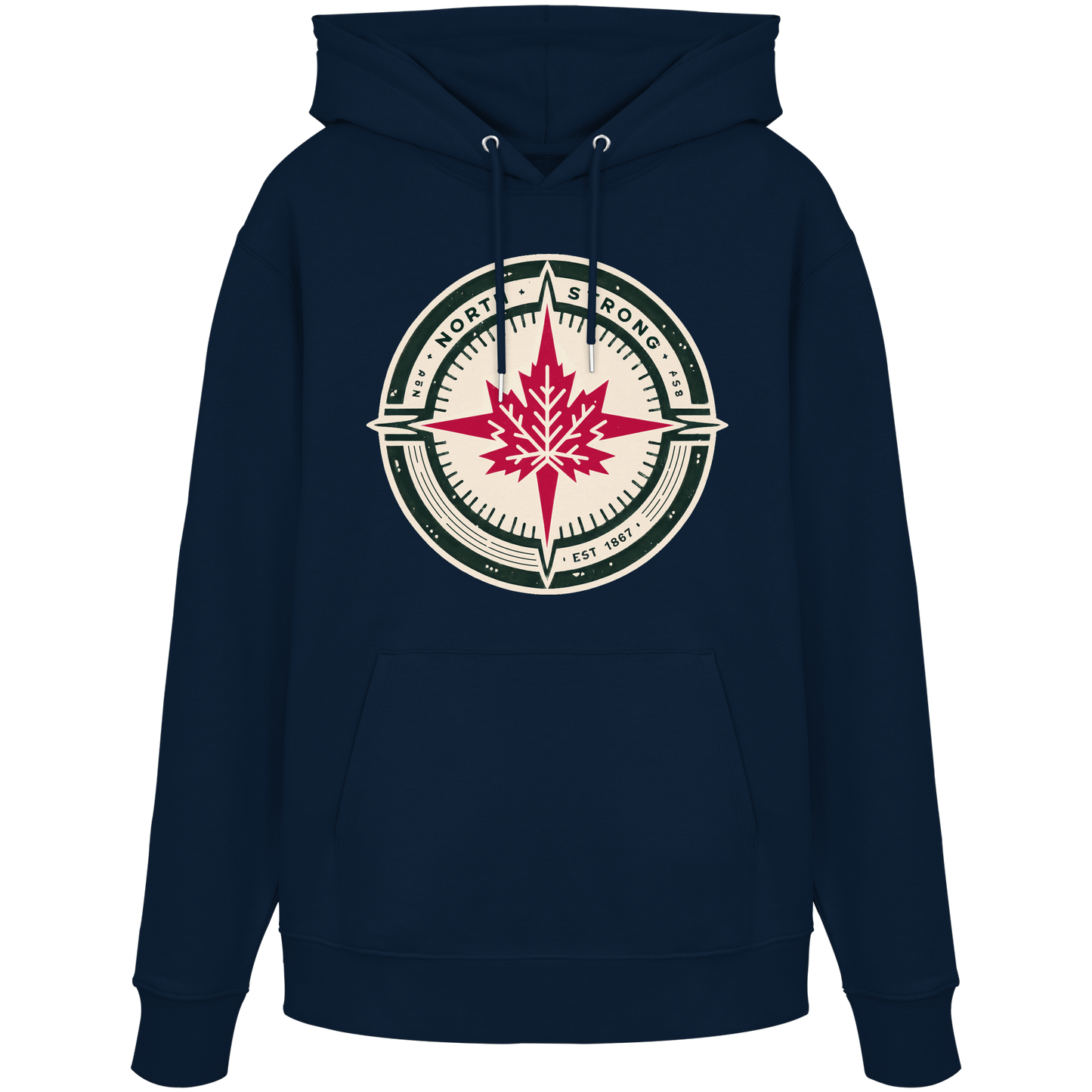 “North Strong” Compass Design Unisex Hoodie – Navigate Adventure with Canadian Pride