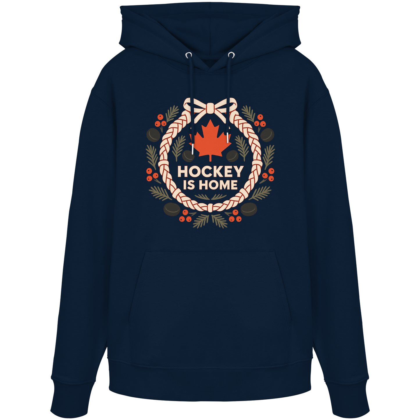 Hockey Lace Wreath Hoodie | Hockey Christmas Hoodie | Premium Fleece