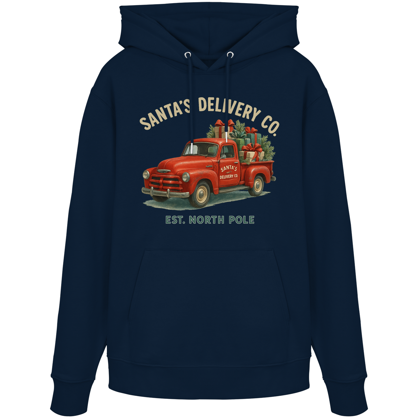 Santa’s Delivery Truck Hoodie | Vintage Red Truck Christmas Hoodie | Fleece Hoodie – Premium Softstyle