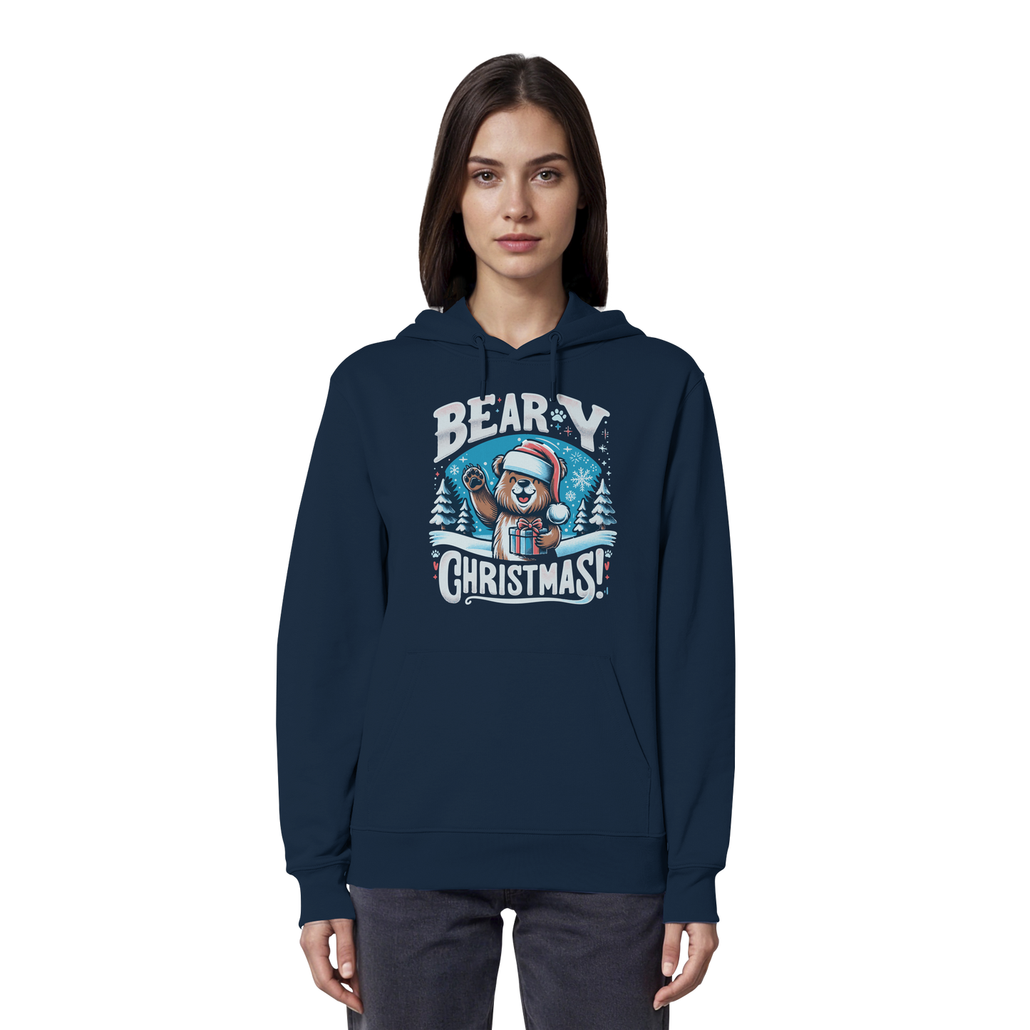 Beary Christmas Hoodie | Funny Bear Christmas Hoodie | Fleece Hoodie – Premium Softstyle Cotton
