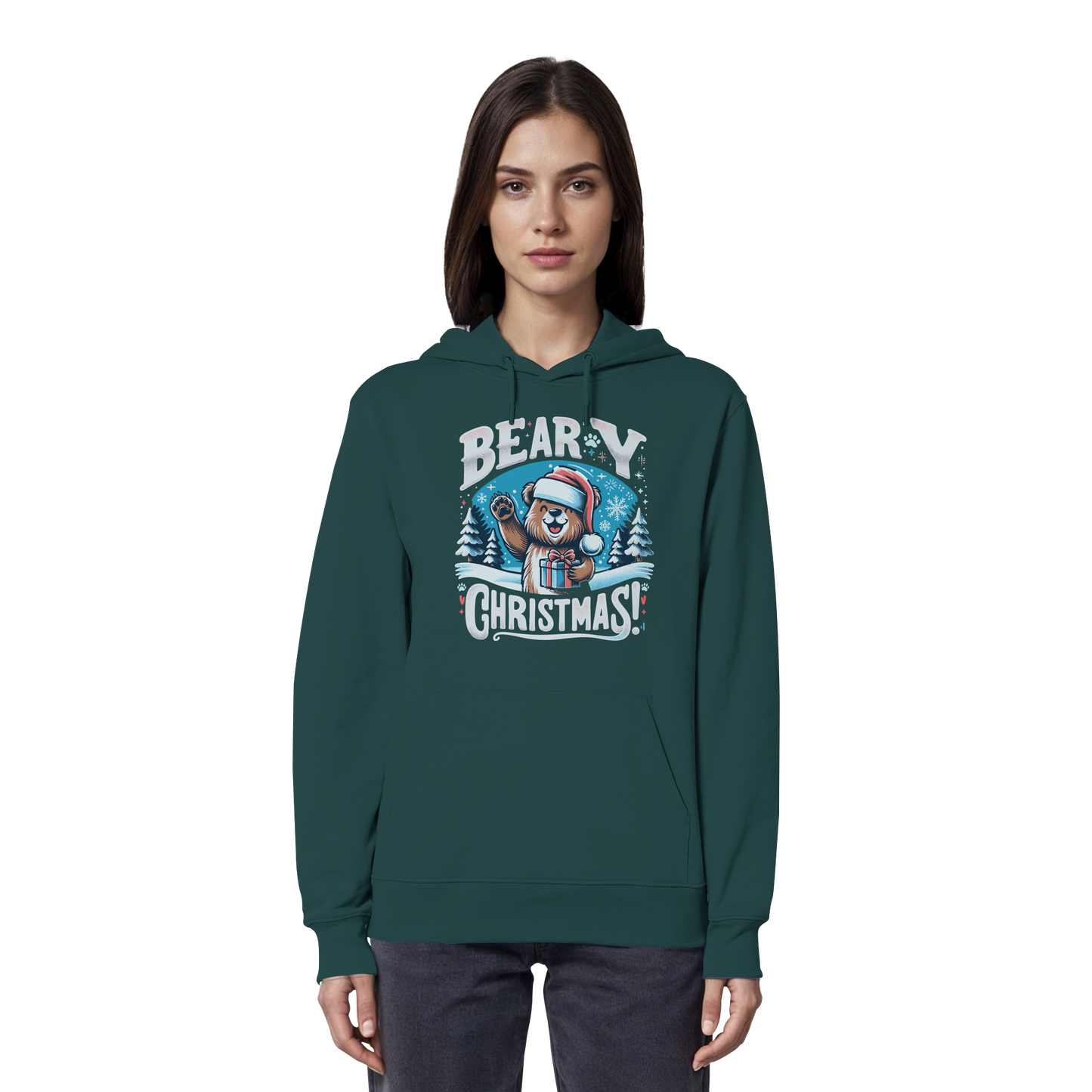 Beary Christmas Hoodie | Funny Bear Christmas Hoodie | Fleece Hoodie – Premium Softstyle Cotton
