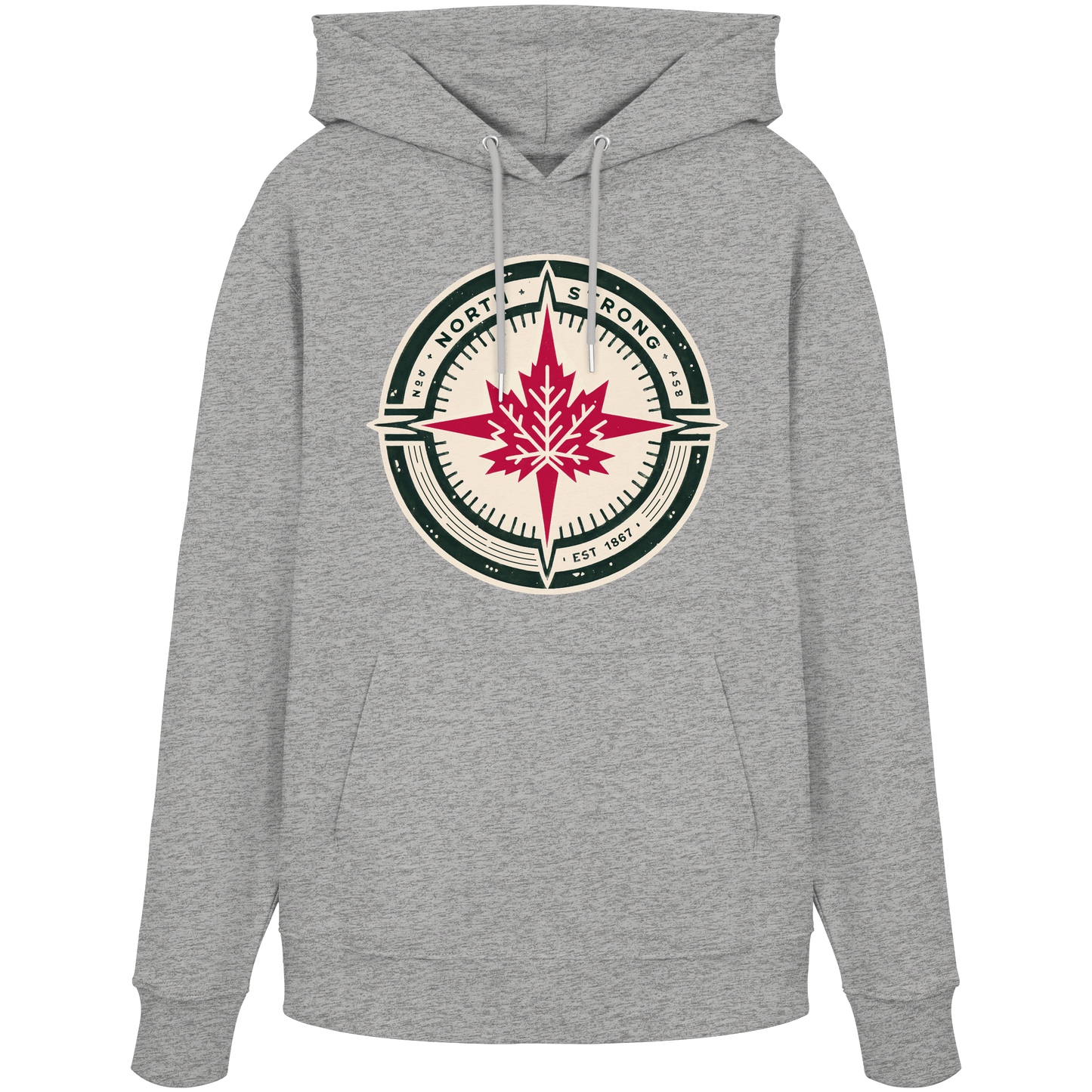 “North Strong” Compass Design Unisex Hoodie – Navigate Adventure with Canadian Pride