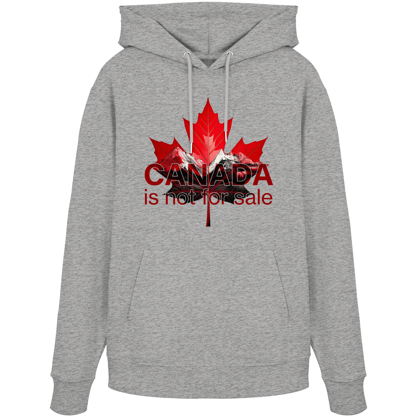 Hoodie “Canada is Not for Sale” – Red Maple Leaf and Mountains, Warm and Comfortable