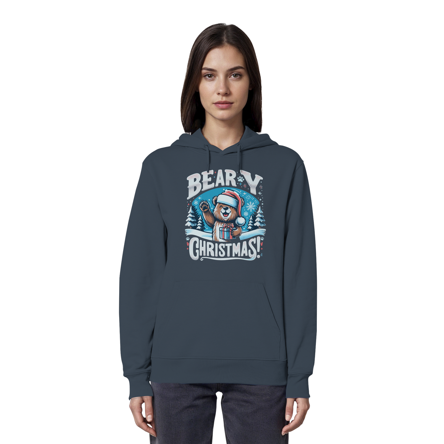 Beary Christmas Hoodie | Funny Bear Christmas Hoodie | Fleece Hoodie – Premium Softstyle Cotton
