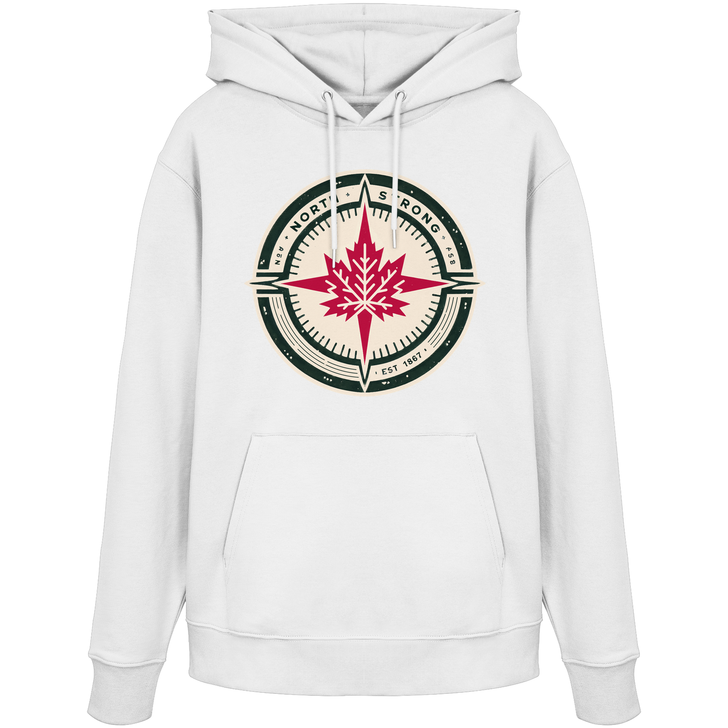 “North Strong” Compass Design Unisex Hoodie – Navigate Adventure with Canadian Pride