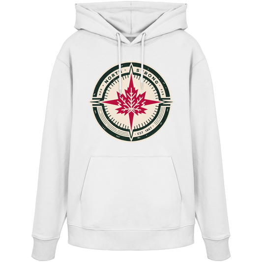 “North Strong” Compass Design Unisex Hoodie – Navigate Adventure with Canadian Pride