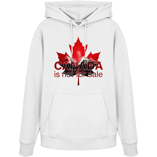 Hoodie “Canada is Not for Sale” – Red Maple Leaf and Mountains, Warm and Comfortable