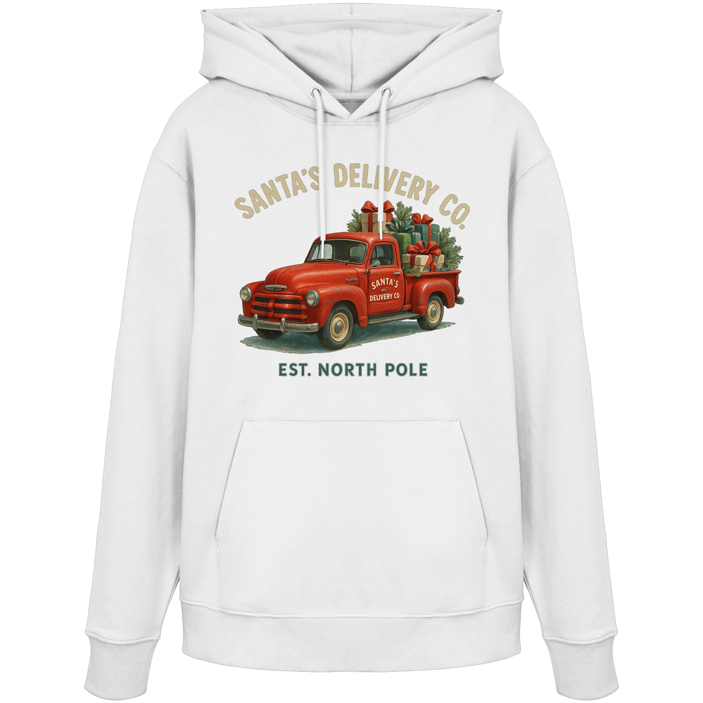 Santa’s Delivery Truck Hoodie | Vintage Red Truck Christmas Hoodie | Fleece Hoodie – Premium Softstyle