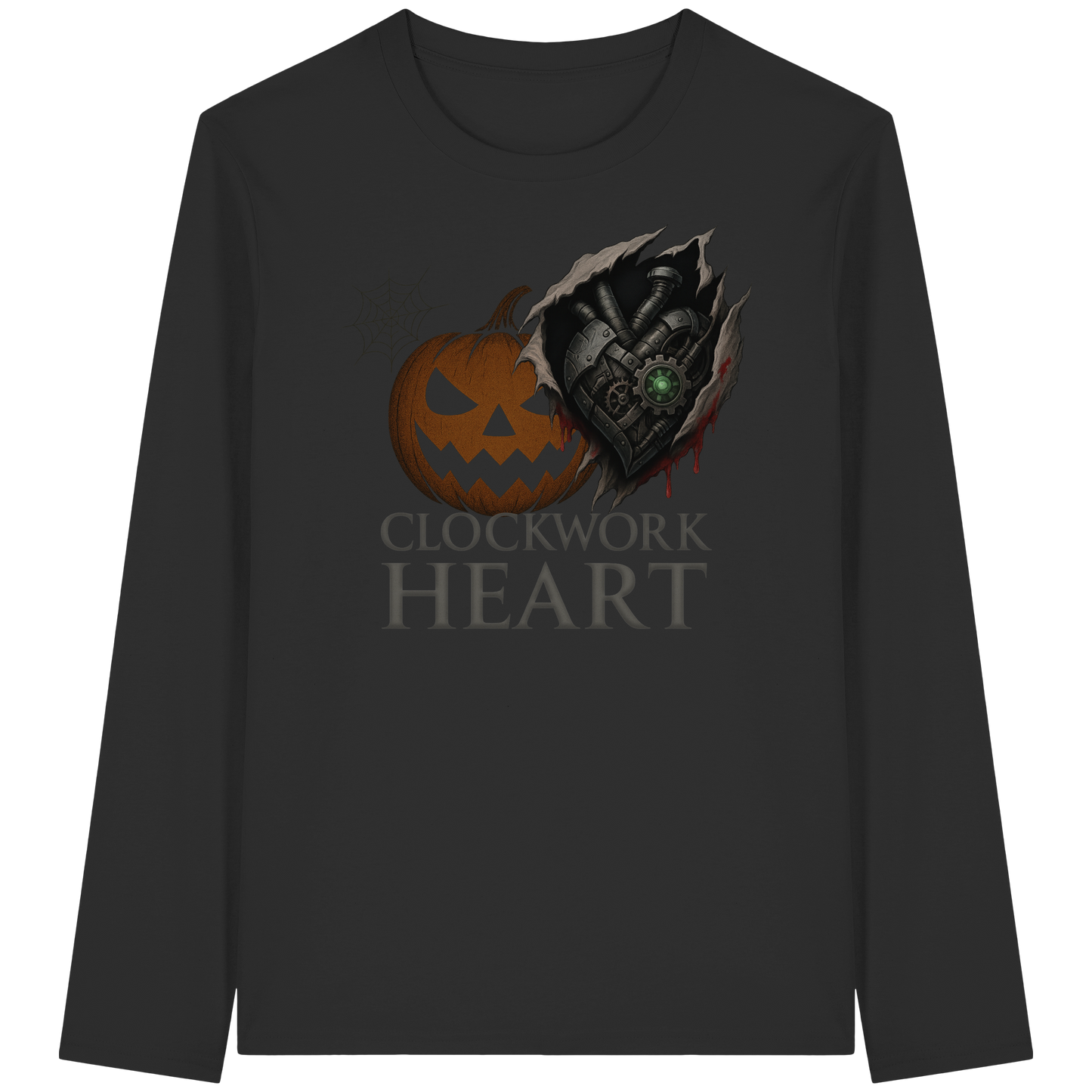 Clockwork Heart Long Sleeve Halloween Shirt – Steampunk Mechanical Heart Design