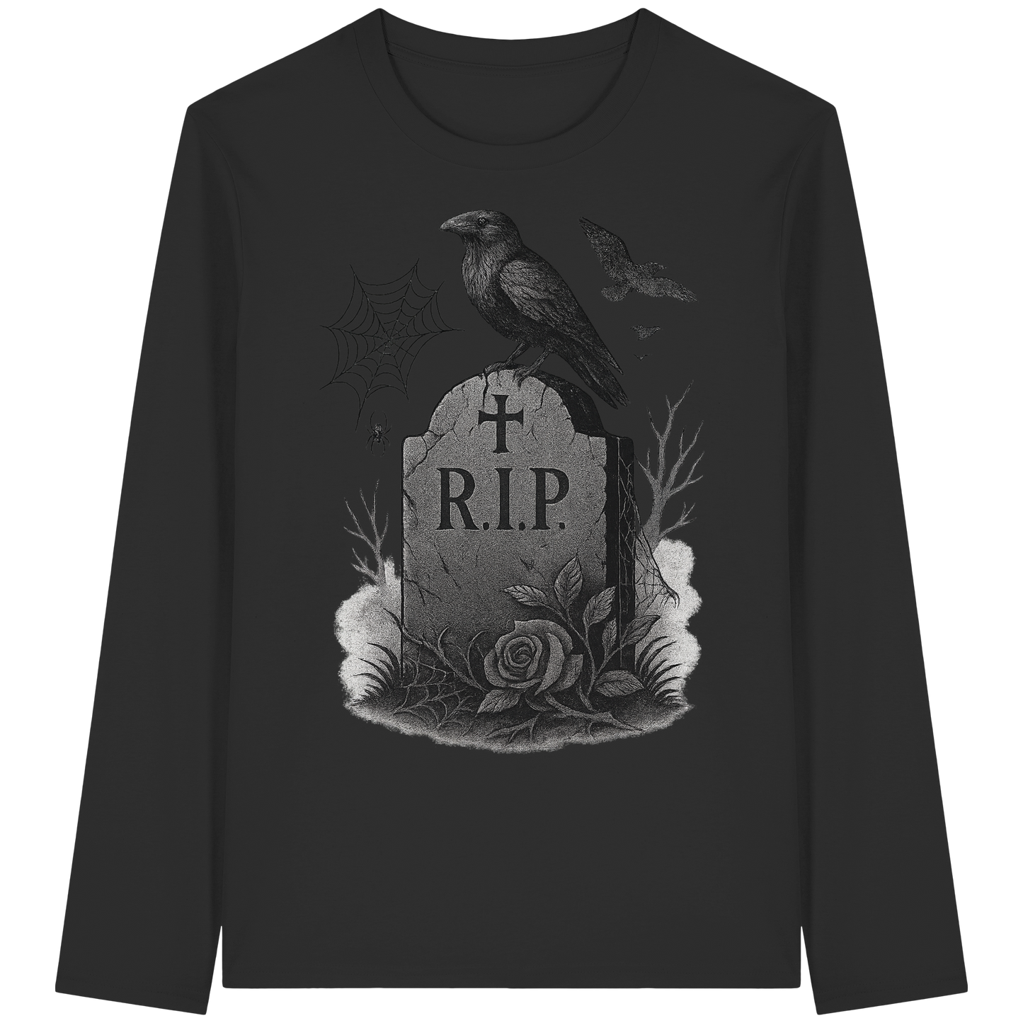 Grave & Ravens – Long Sleeve Halloween Shirt | Gothic Raven Art
