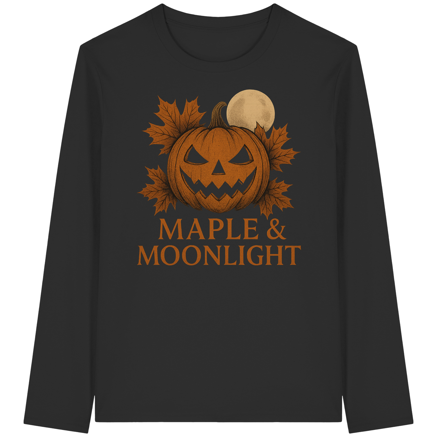 Maple & Moonlight – Long Sleeve Halloween Shirt - Pumpkin & Moon Design
