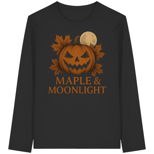 Maple & Moonlight – Long Sleeve Halloween Shirt - Pumpkin & Moon Design