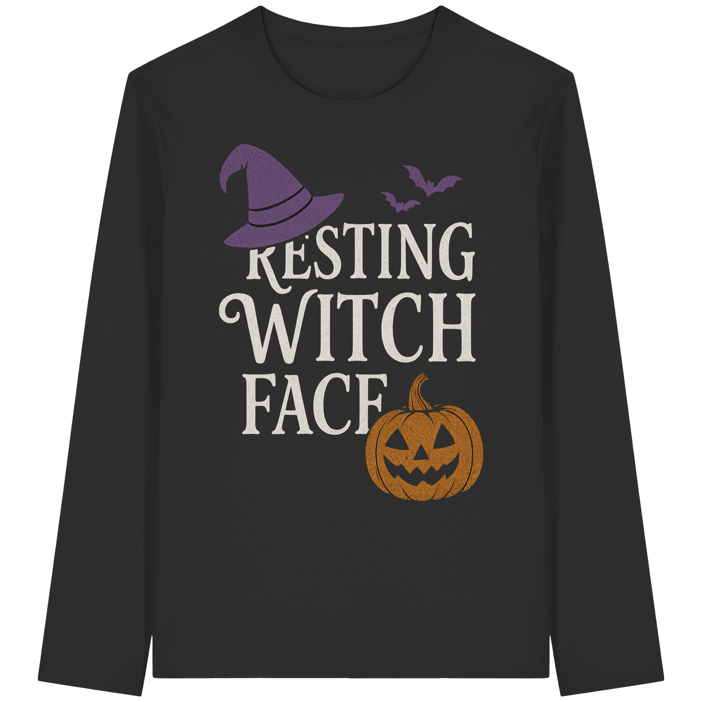 Resting Witch Face – Unisex Spooky Long Sleeve Tee with Witchy Attitude