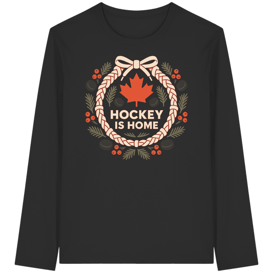 Hockey Lace Wreath Long Sleeve | Hockey Christmas Shirt | Premium Cotton Tee
