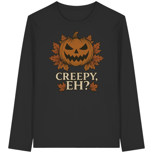 Creepy, Eh? – Long Sleeve Halloween Shirt - Canadian Pumpkin & Maple Leaf Design