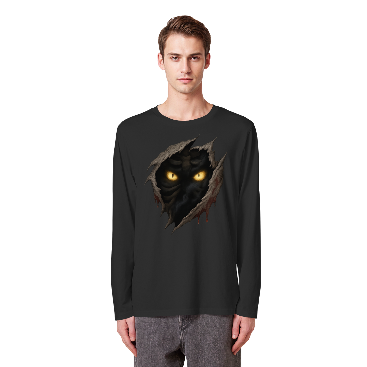Haunted Eyes – Long Sleeve Halloween Shirt | Dark & Spooky Aesthetic