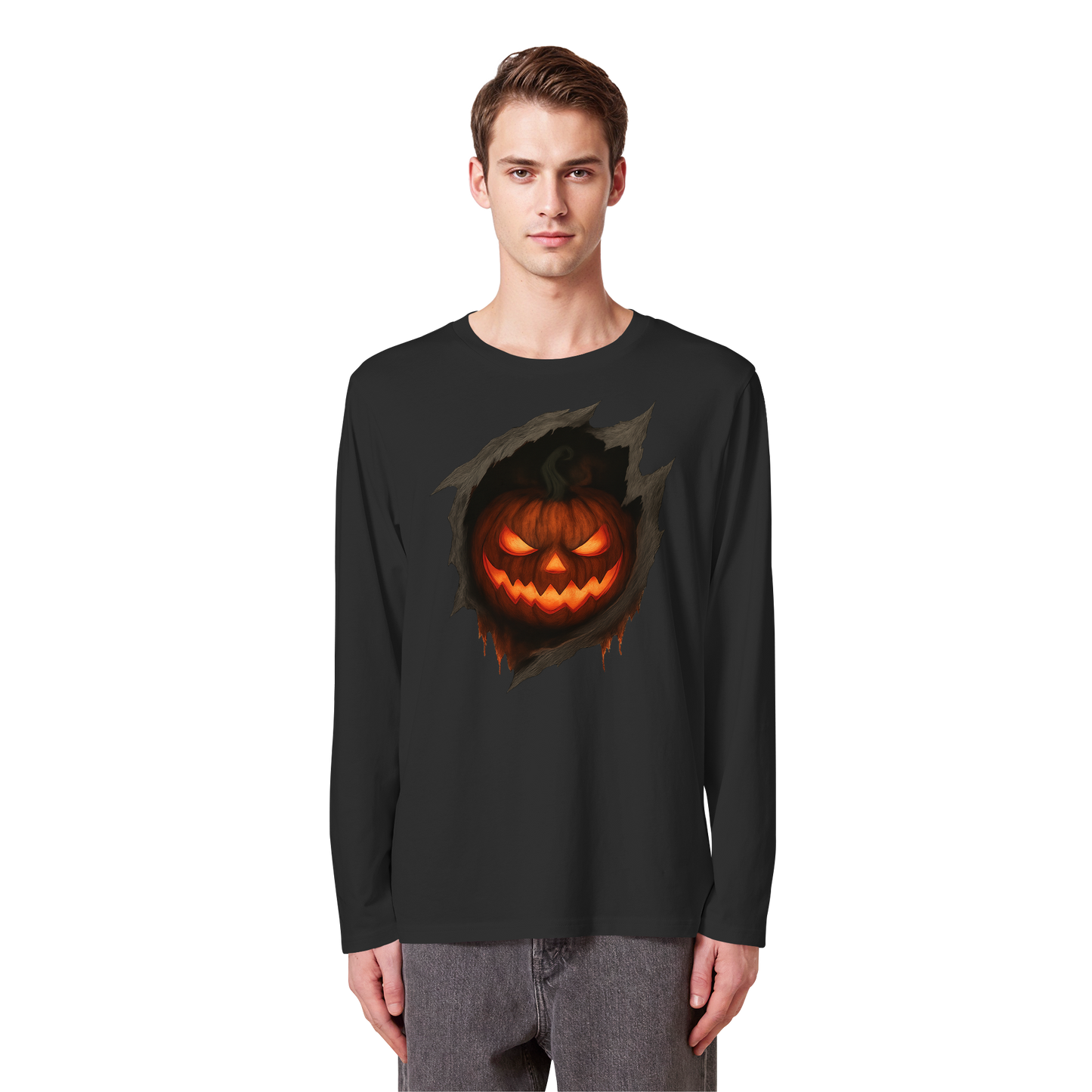 Pumpkin Core – Long Sleeve Halloween Shirt | Creepy Pumpkin Glow