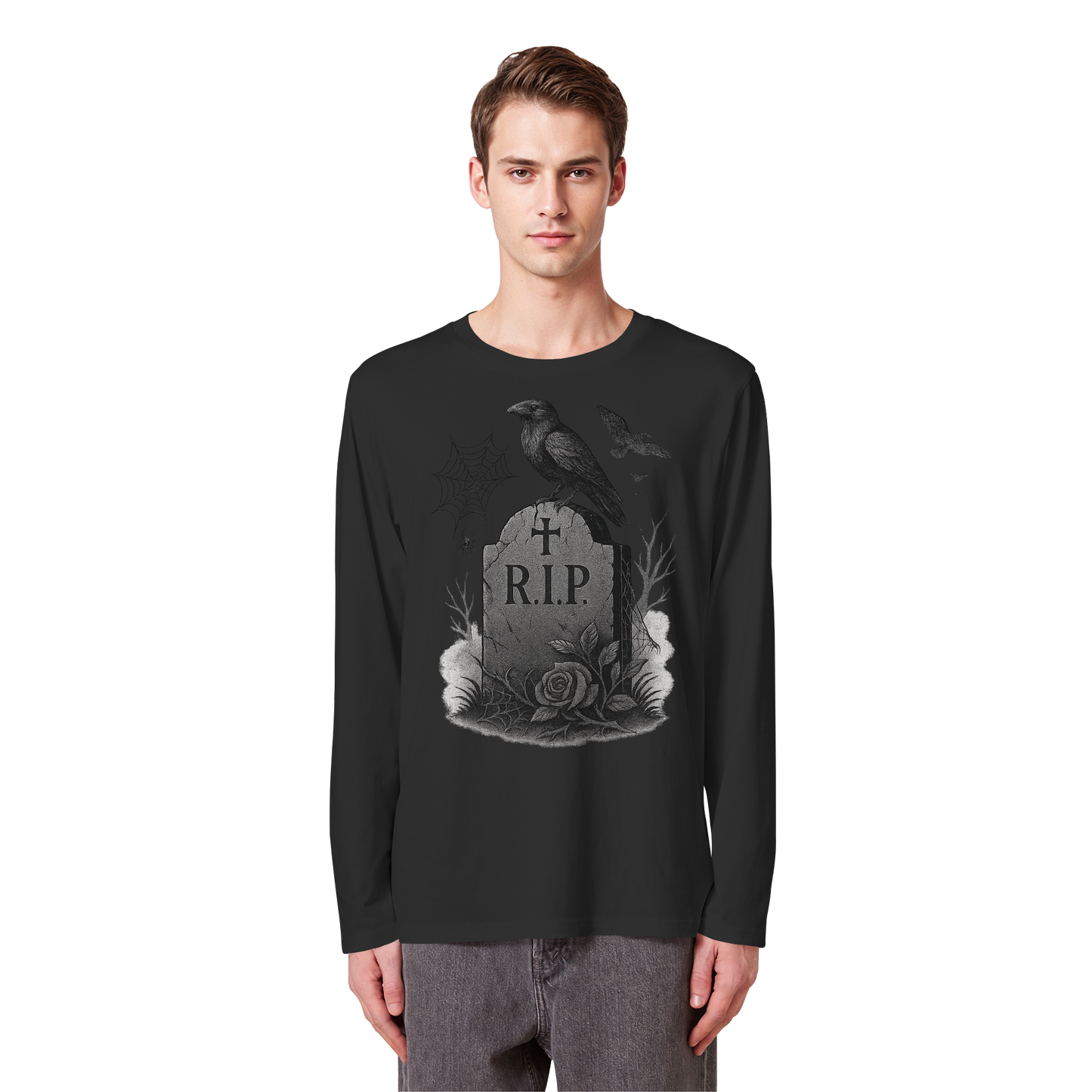 Grave & Ravens – Long Sleeve Halloween Shirt | Gothic Raven Art