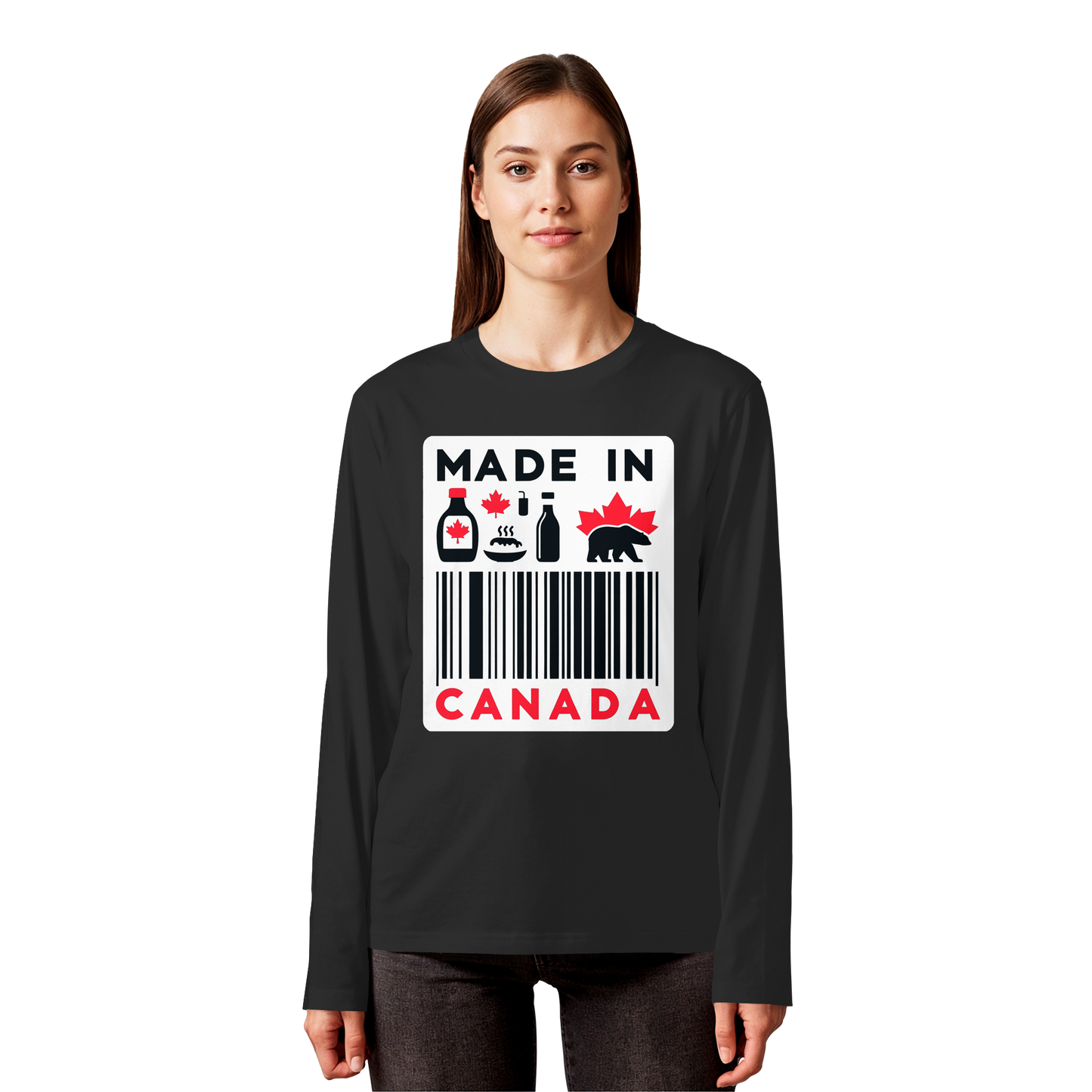 “Made in Canada” Unisex Long Sleeve Tee – Minimalist, Playful, and Proud