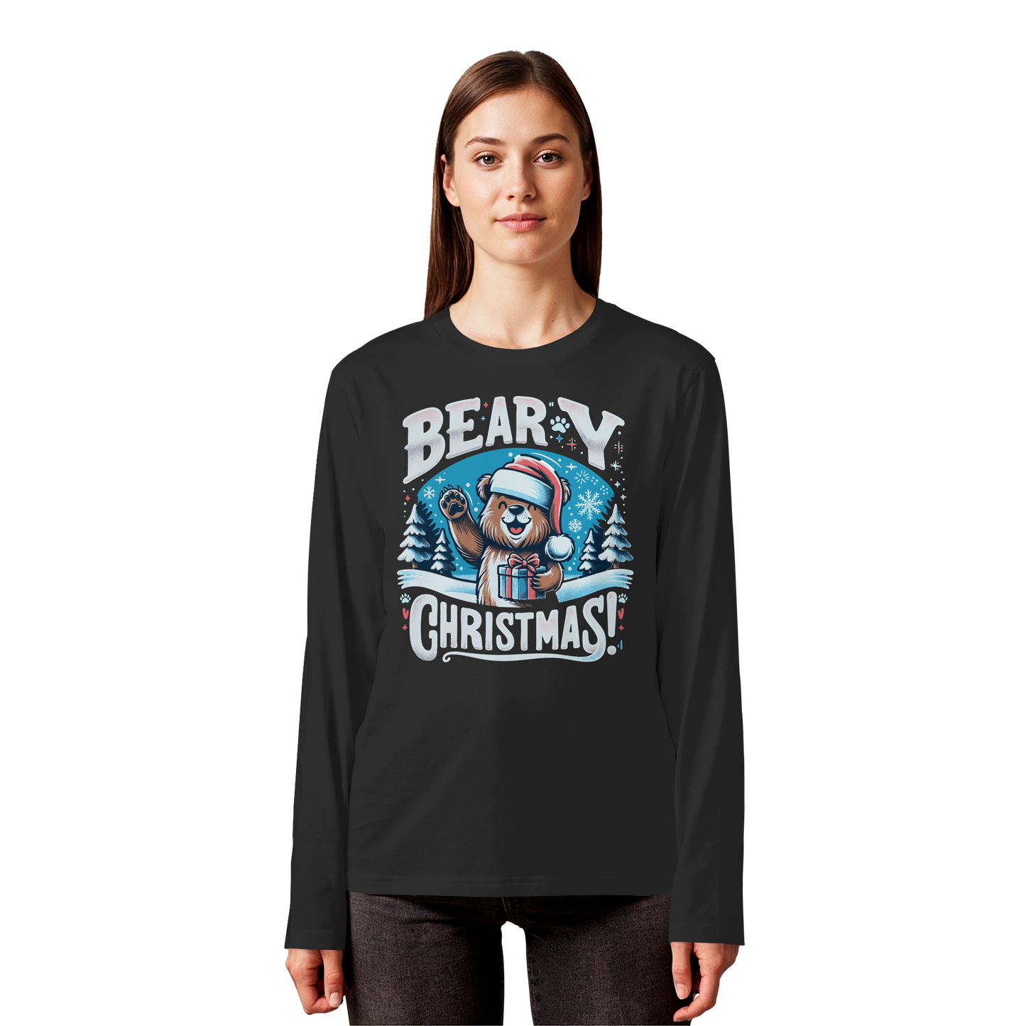 Beary Christmas Long Sleeve | Funny Bear Holiday Shirt | Premium Cotton Tee