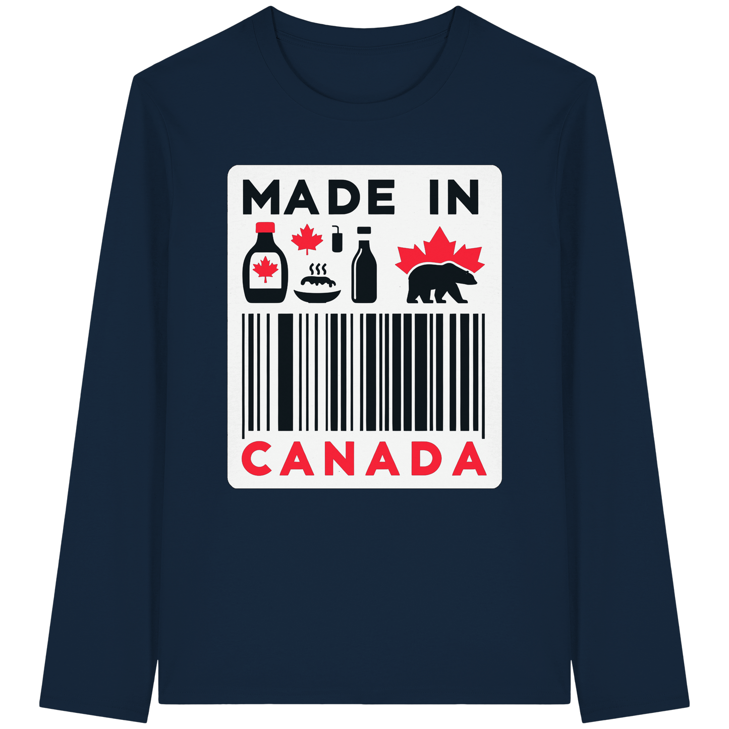 “Made in Canada” Unisex Long Sleeve Tee – Minimalist, Playful, and Proud