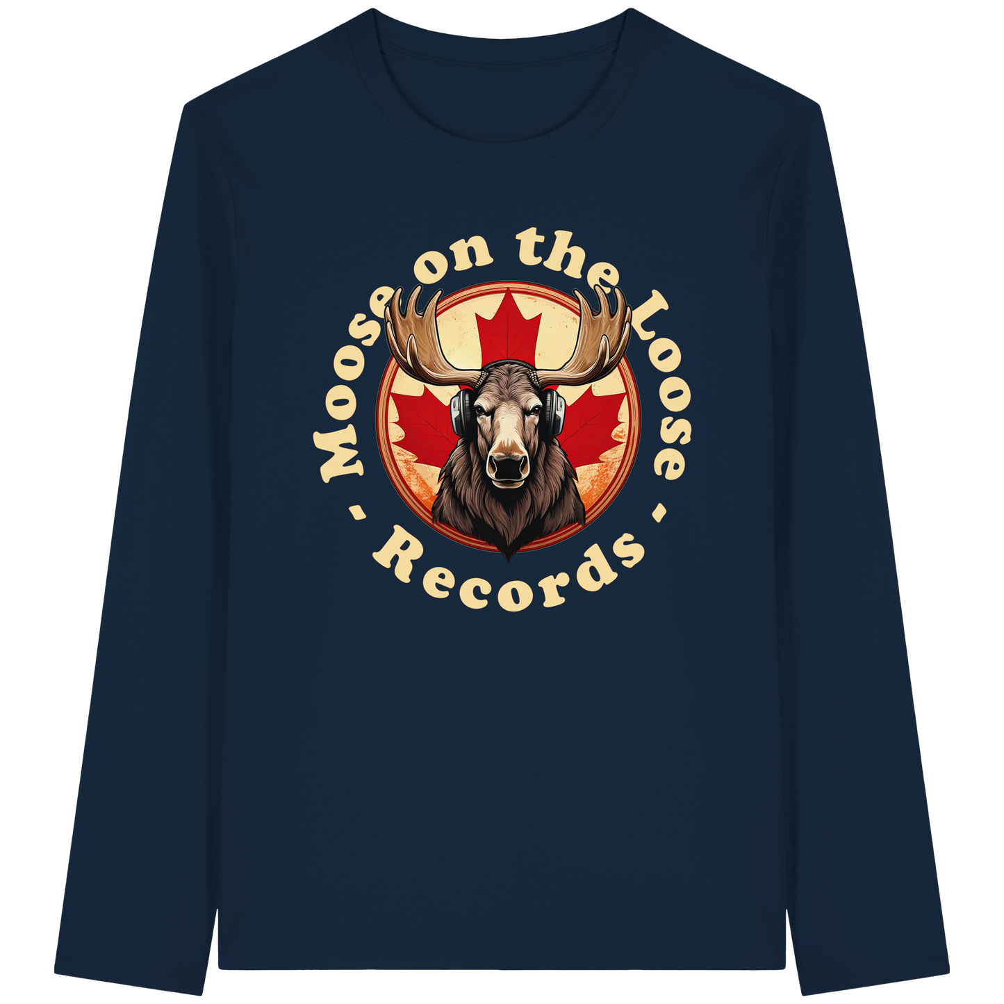 “Moose on the Loose Records” Long Sleeve Tee – Classic Style with a Canadian Rhythm