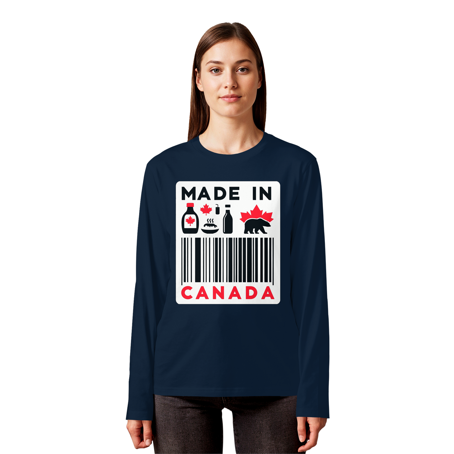 “Made in Canada” Unisex Long Sleeve Tee – Minimalist, Playful, and Proud
