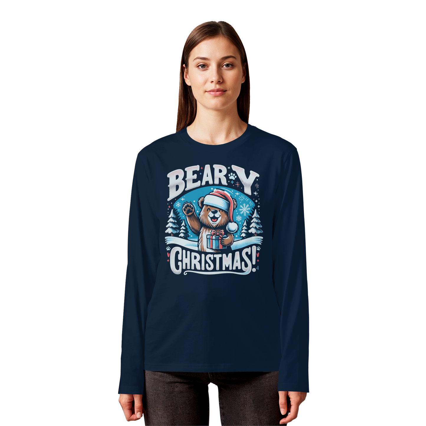 Beary Christmas Long Sleeve | Funny Bear Holiday Shirt | Premium Cotton Tee