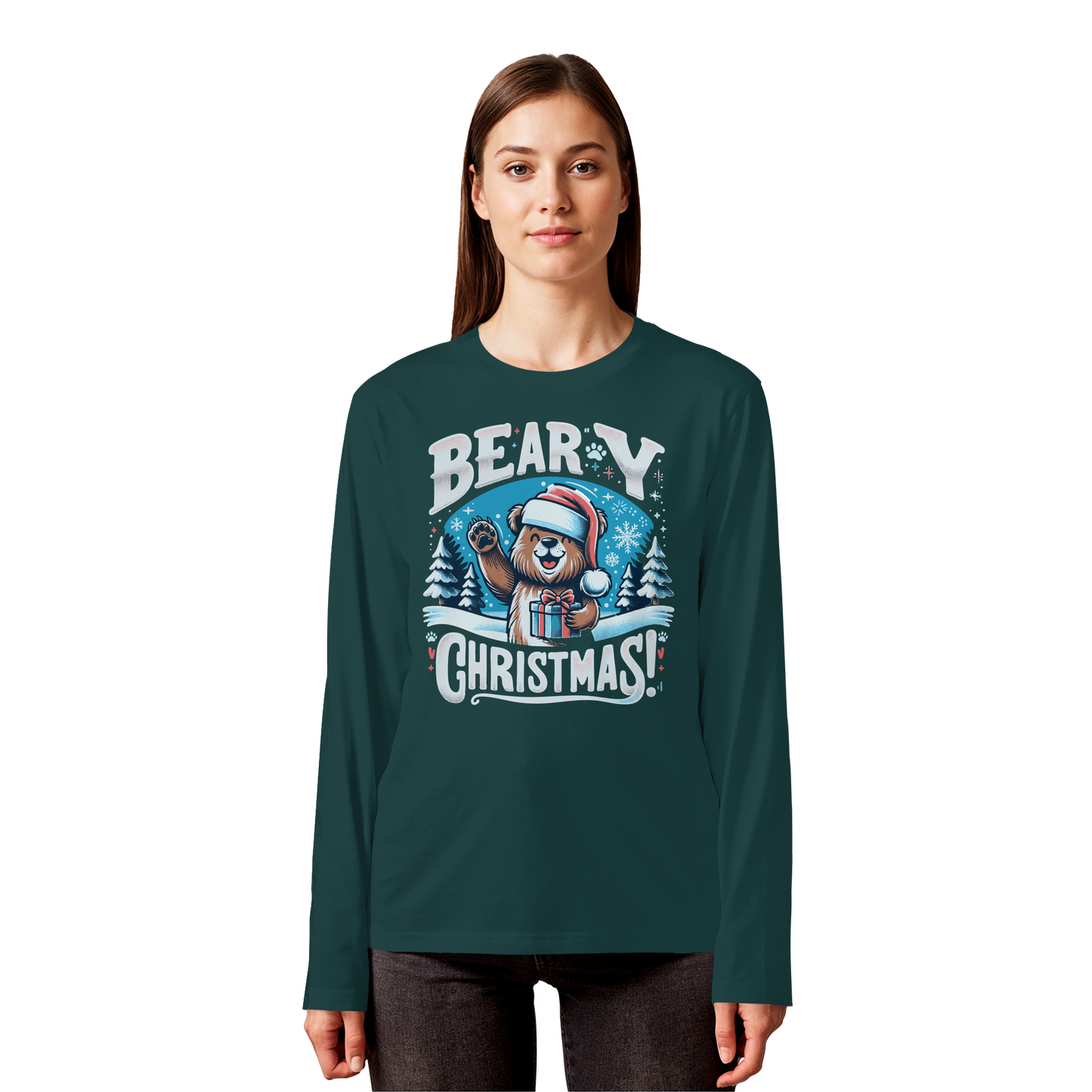 Beary Christmas Long Sleeve | Funny Bear Holiday Shirt | Premium Cotton Tee