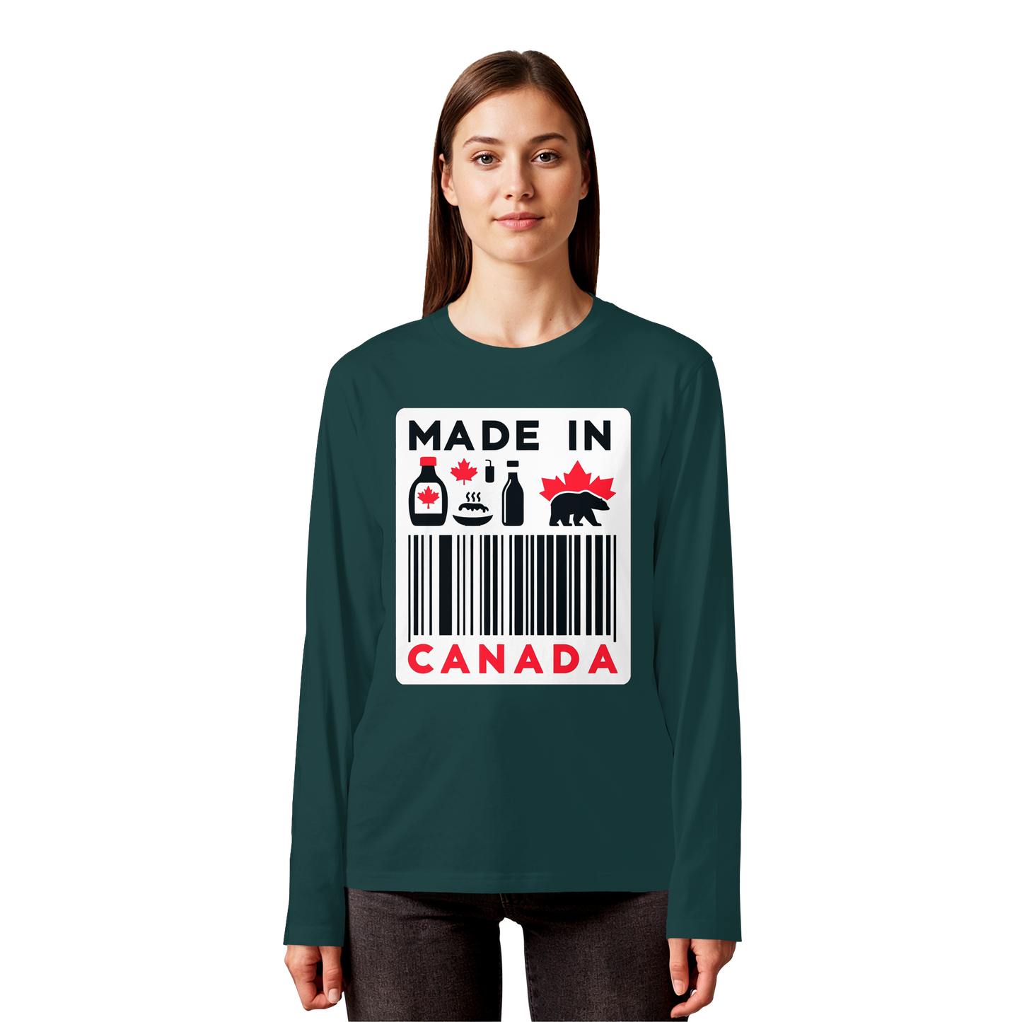 “Made in Canada” Unisex Long Sleeve Tee – Minimalist, Playful, and Proud