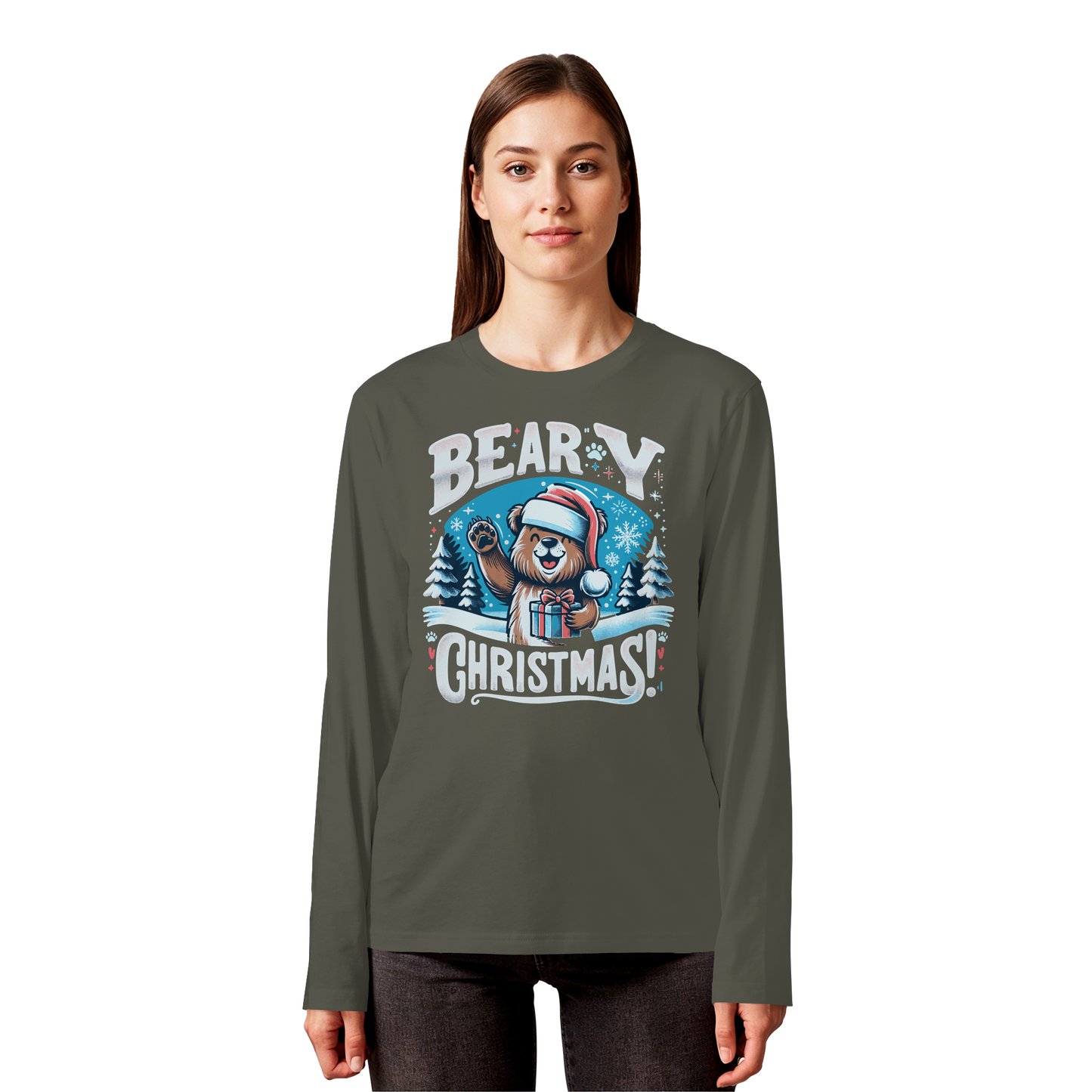 Beary Christmas Long Sleeve | Funny Bear Holiday Shirt | Premium Cotton Tee