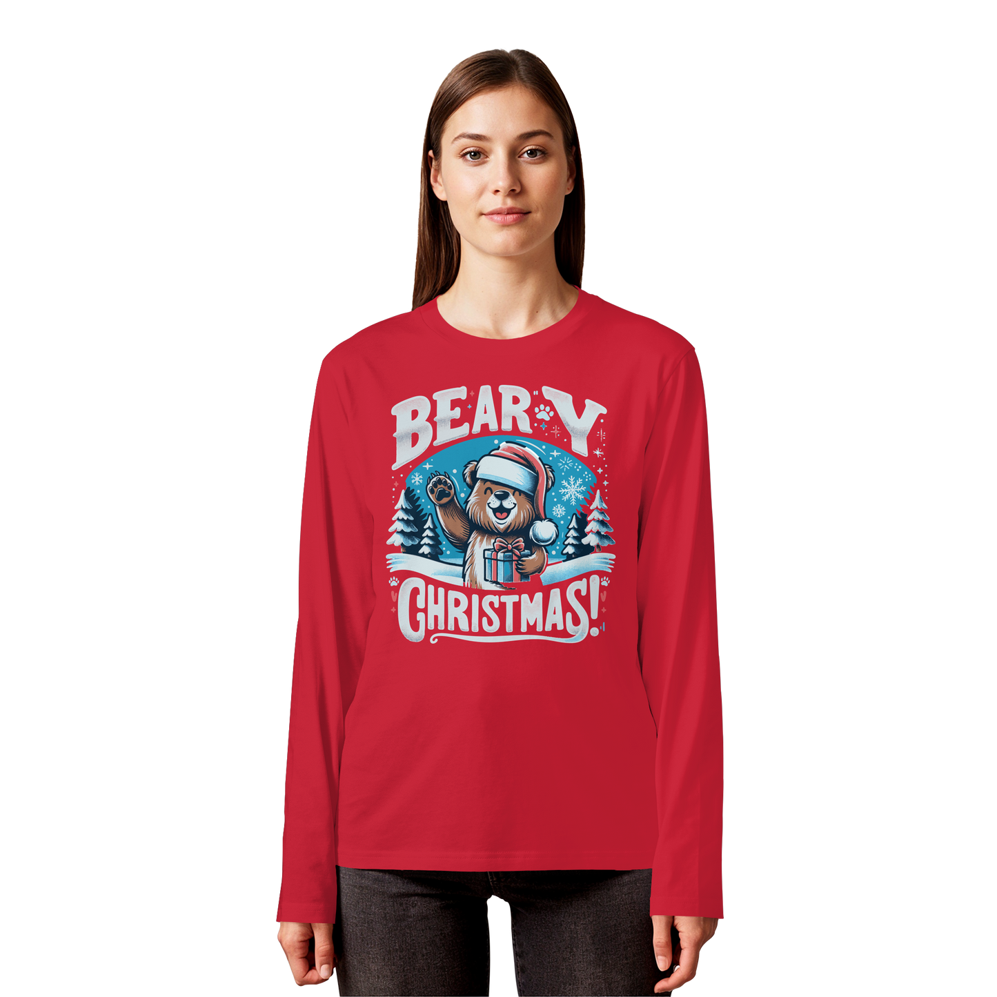 Beary Christmas Long Sleeve | Funny Bear Holiday Shirt | Premium Cotton Tee