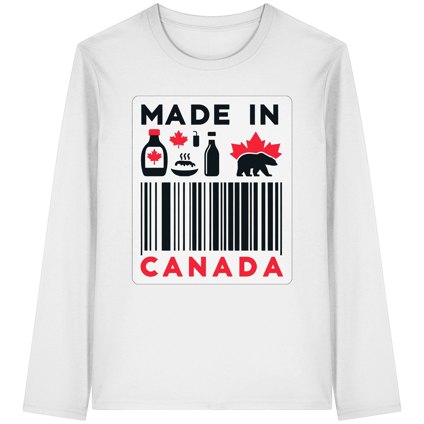 “Made in Canada” Unisex Long Sleeve Tee – Minimalist, Playful, and Proud