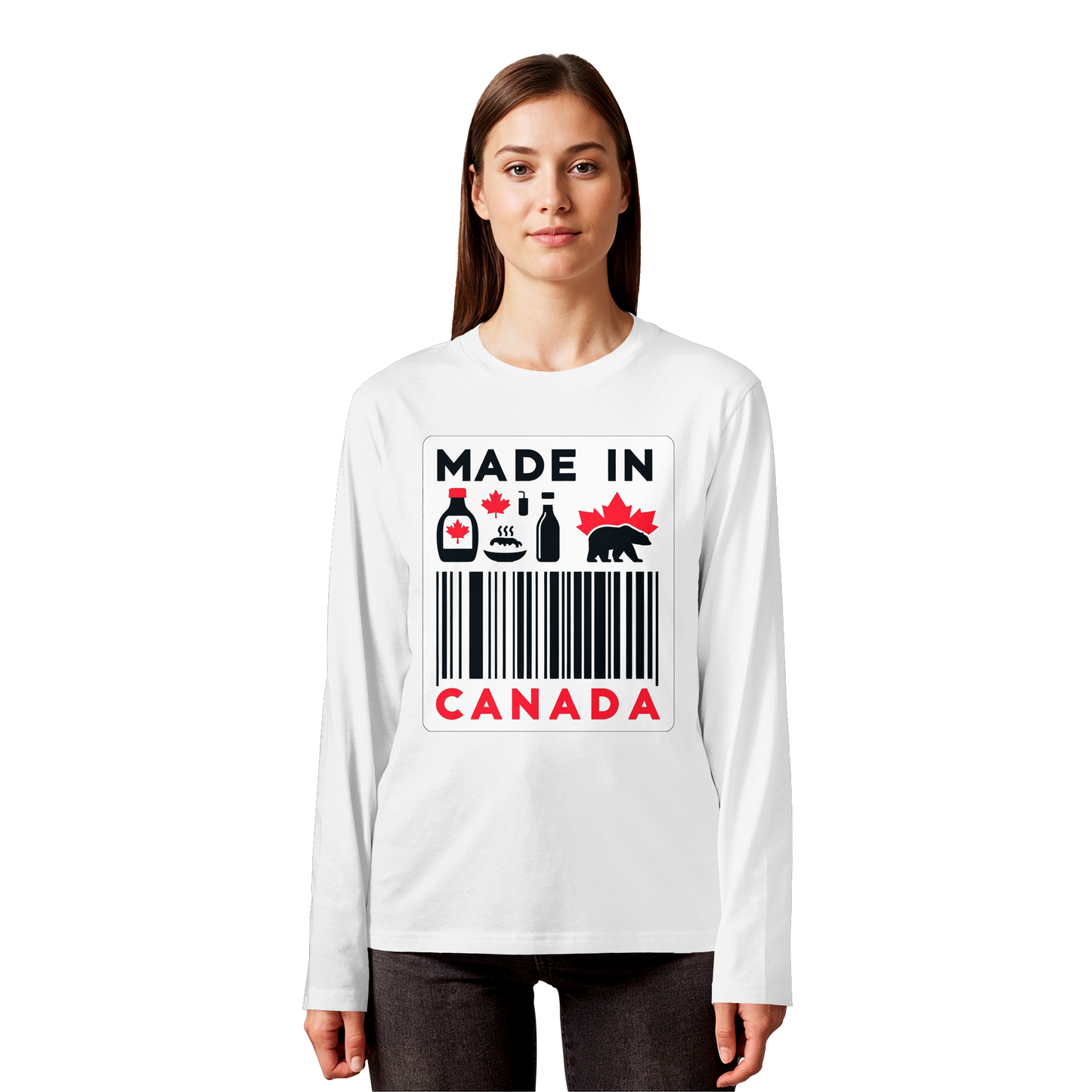 “Made in Canada” Unisex Long Sleeve Tee – Minimalist, Playful, and Proud