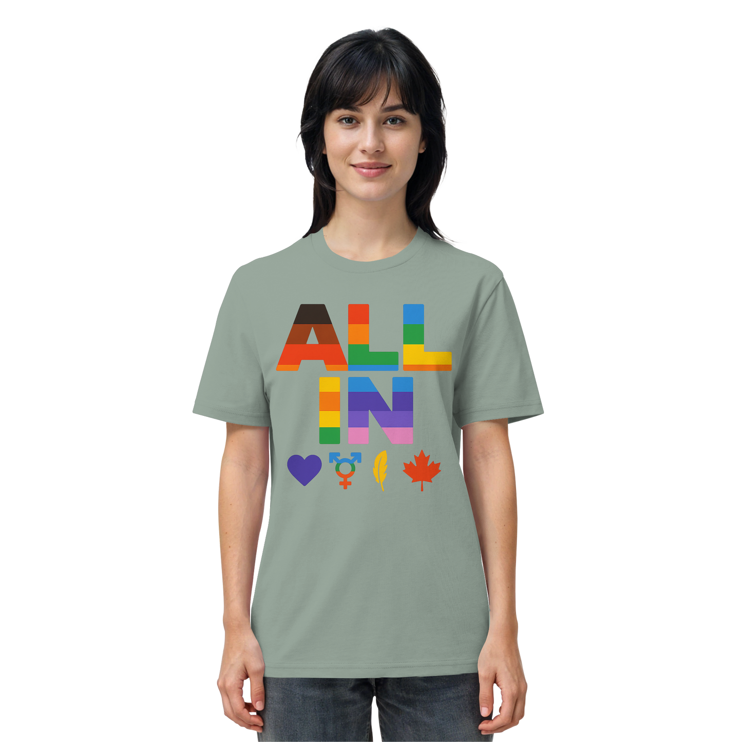 ALL IN Heart. Voice. Pride. - Premium Unisex T-Shirt - Bold Pride Statement for Everyone
