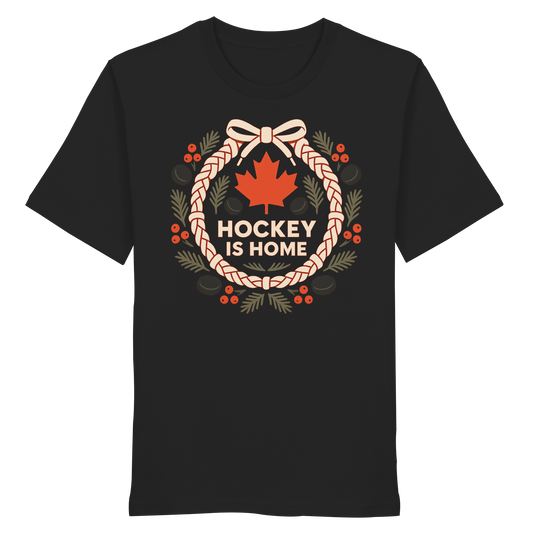 Hockey Lace Wreath | Hockey Christmas Shirt | Maple Leaf Holiday Tee – Premium Cotton Gift