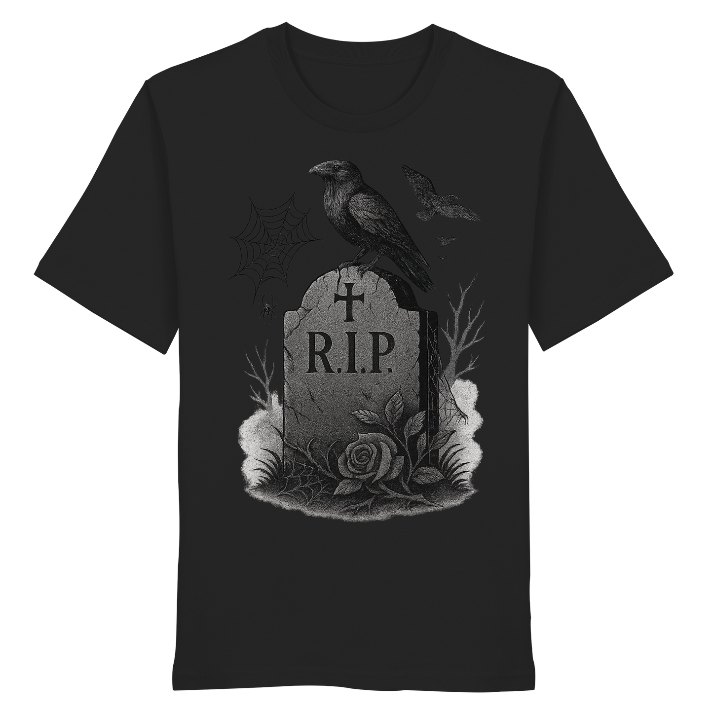 Grave & Ravens – Gothic Halloween Tee | Cemetery Raven Design