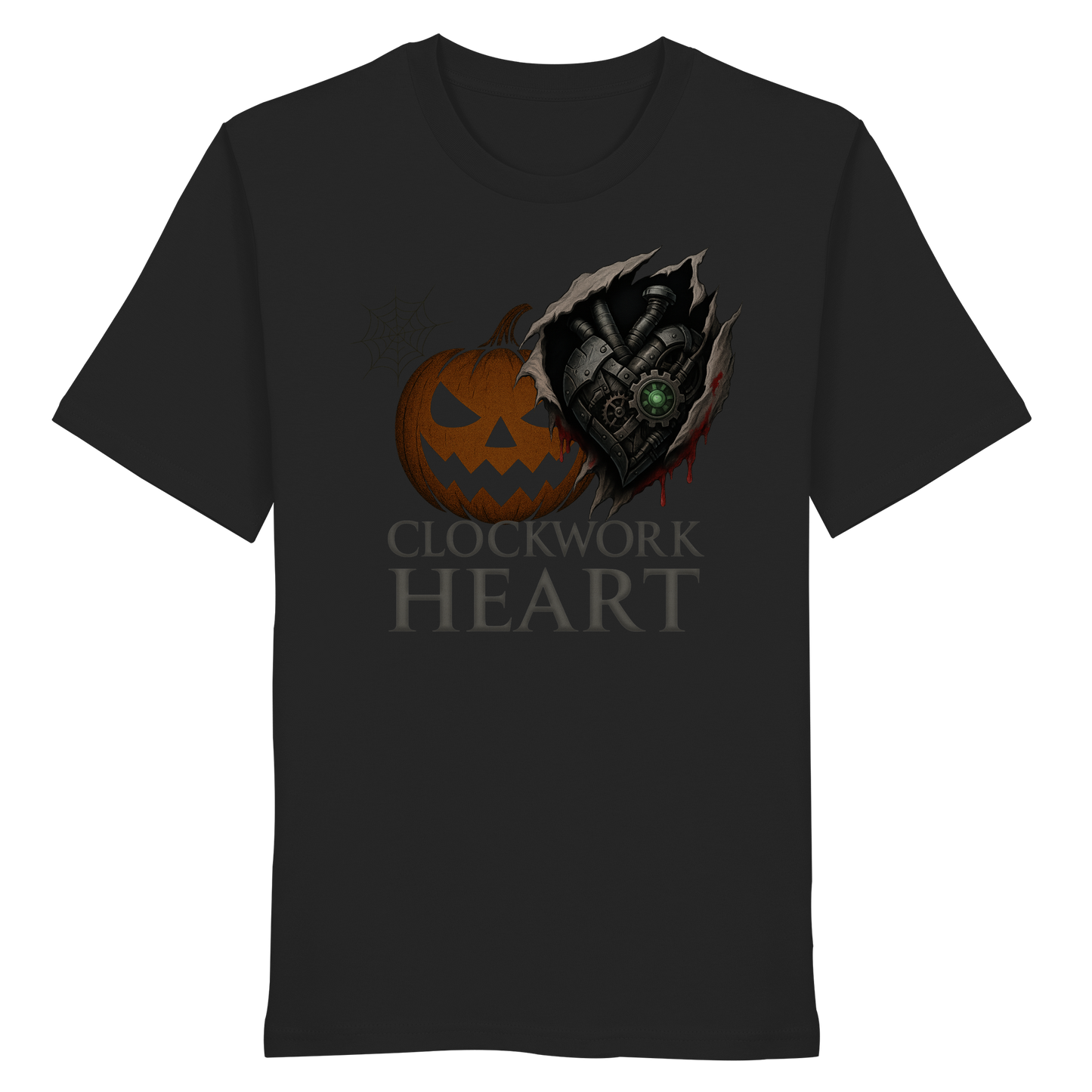 Clockwork Heart Steampunk Halloween Shirt – Torn Metal Heart & Pumpkin Design