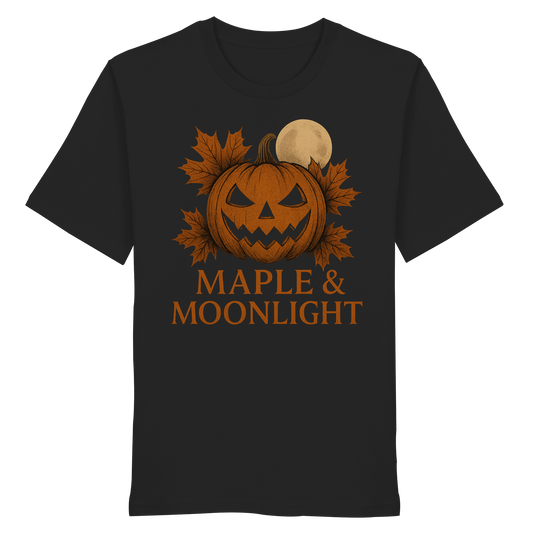 Maple & Moonlight – Canadian Halloween Tee - Pumpkin & Full Moon Design