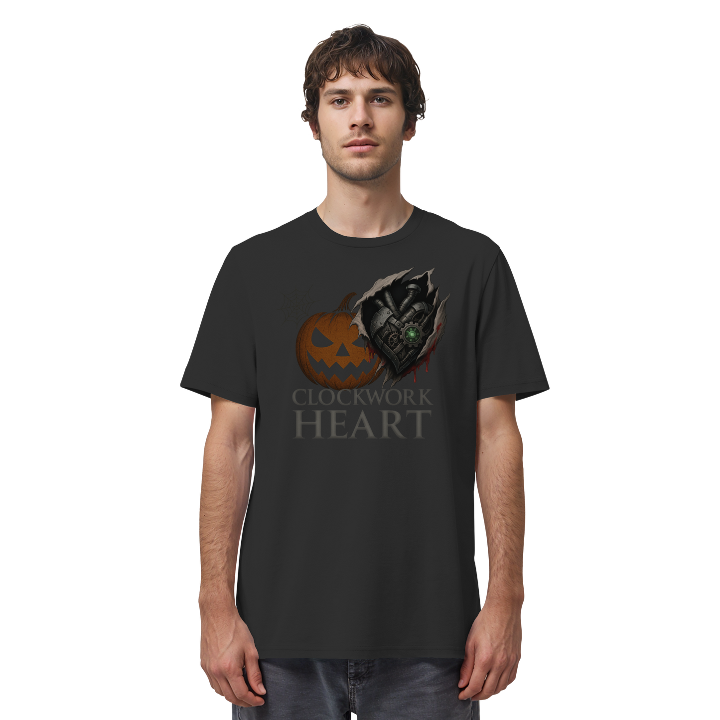 Clockwork Heart Steampunk Halloween Shirt – Torn Metal Heart & Pumpkin Design