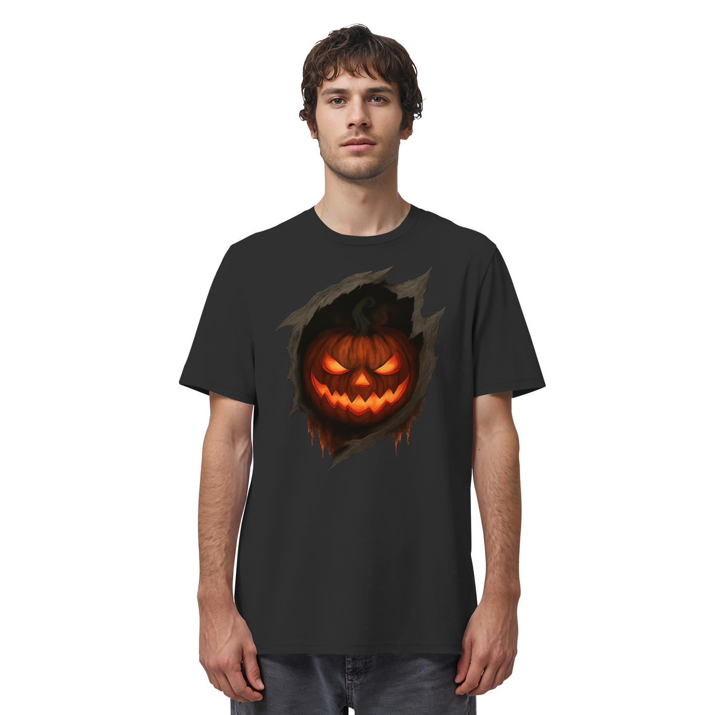 Pumpkin Core – Halloween Tee | Fiery Pumpkin Heart Design