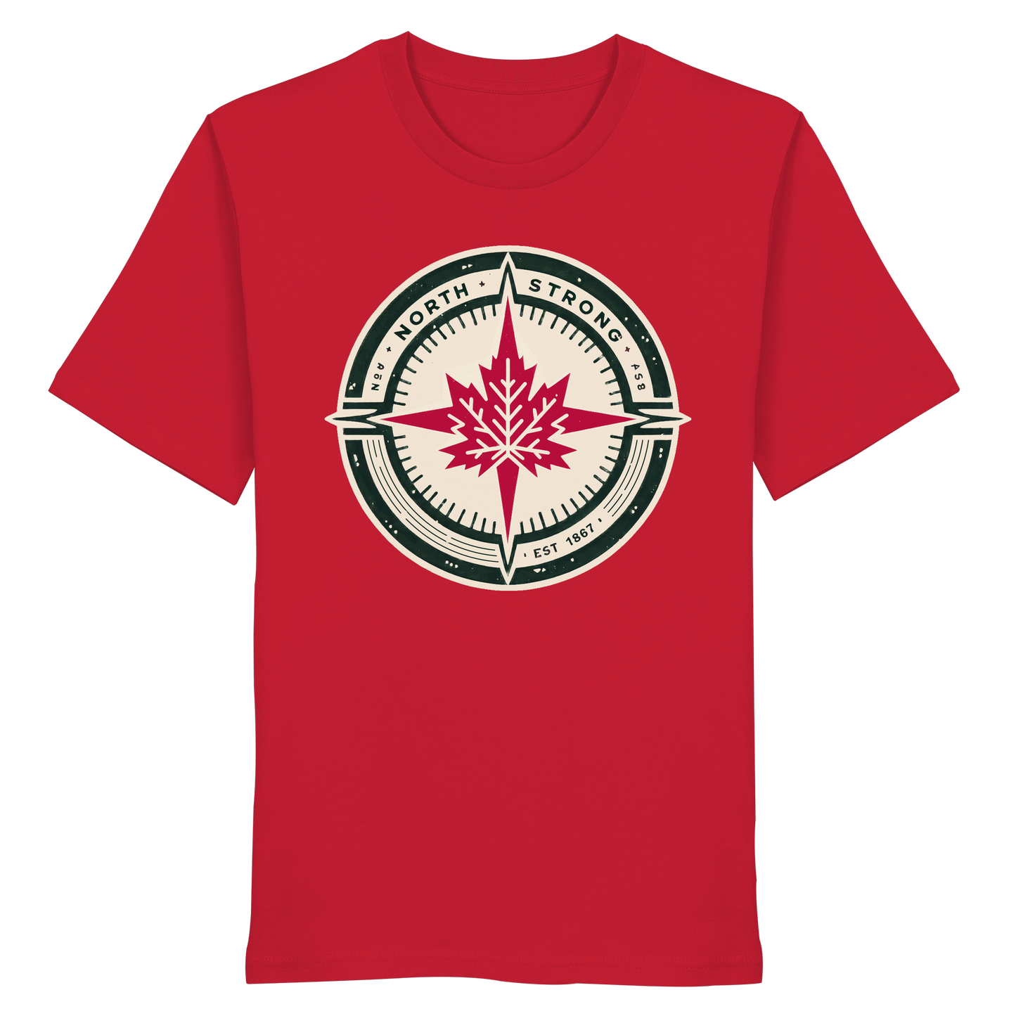 “North Strong” Compass Design Unisex Short Sleeve Tee – Navigate Adventure with Canadian Pride