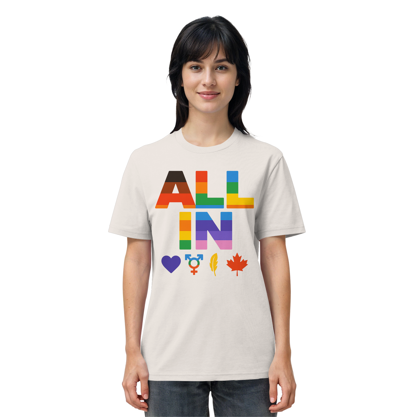 ALL IN Heart. Voice. Pride. - Premium Unisex T-Shirt - Bold Pride Statement for Everyone