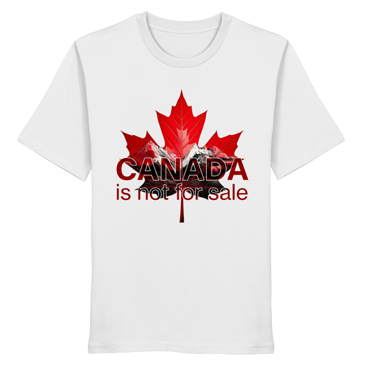 “Canada is not for Sale” Unisex Short Sleeve Tee – Red Maple Leaf and Mountains, Stylish Canada Shirt
