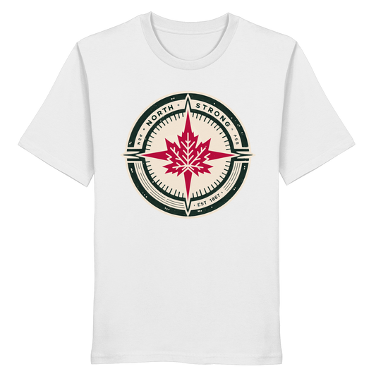 “North Strong” Compass Design Unisex Short Sleeve Tee – Navigate Adventure with Canadian Pride