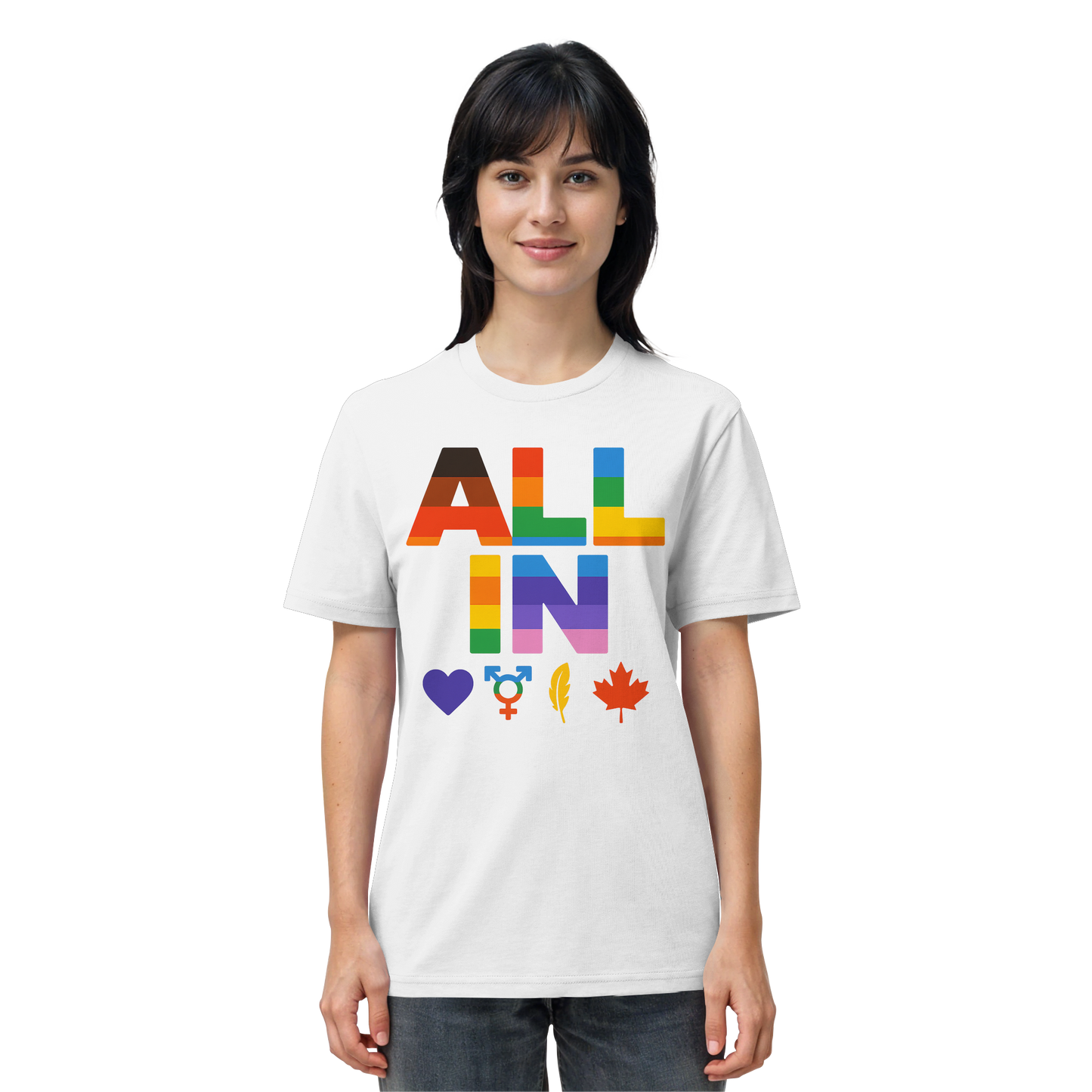 ALL IN Heart. Voice. Pride. - Premium Unisex T-Shirt - Bold Pride Statement for Everyone