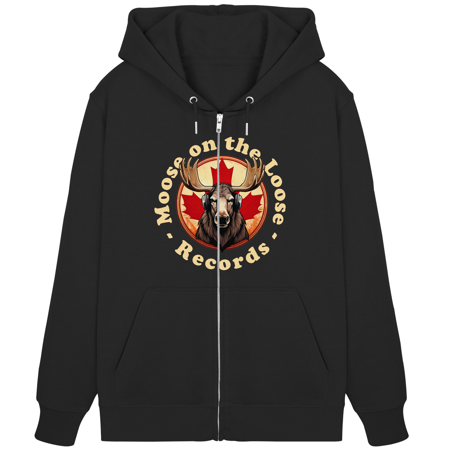 "Moose on the Loose Records" Unisex Zip Hoodie - Cozy and Stylish for Music Lovers
