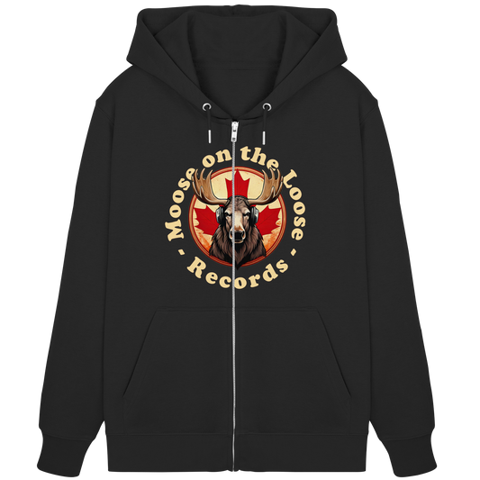 "Moose on the Loose Records" Unisex Zip Hoodie - Cozy and Stylish for Music Lovers
