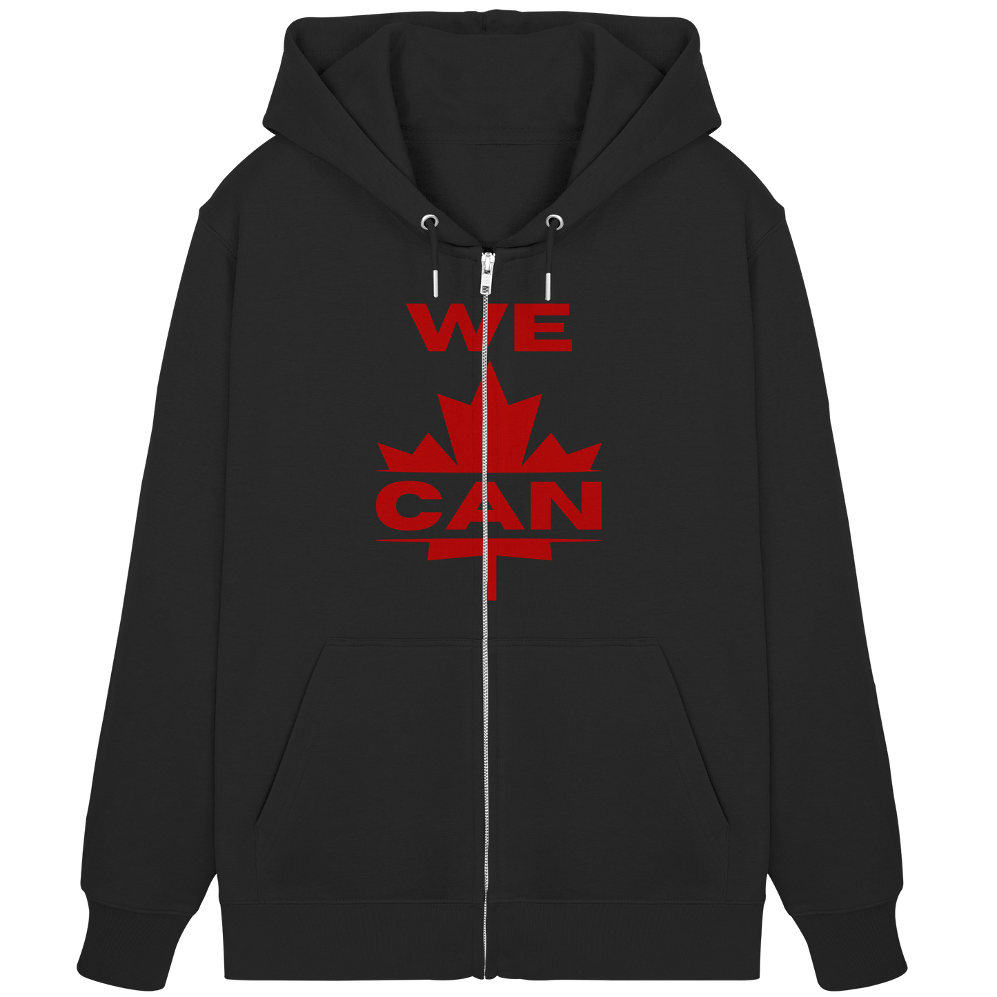 “WE CAN” with Maple Leaf Unisex Zip Hoodie – Motivational Hoodie for Everyday Comfort, Canada Pride
